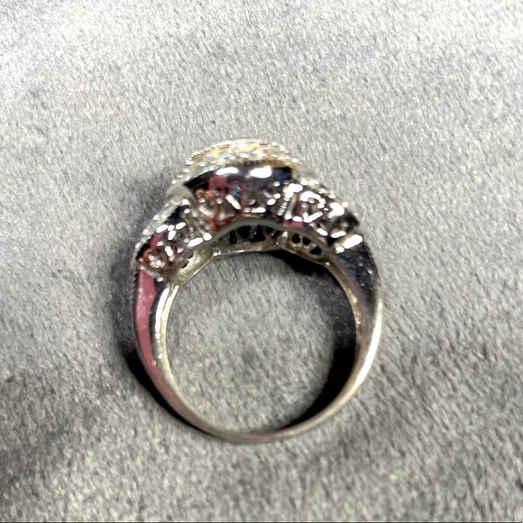 Round Purple stone with pillows of simulated diamonds .925 Sterling silver - Picture 12 of 14